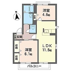 リバティ新白岡B 2LDKの間取図画像