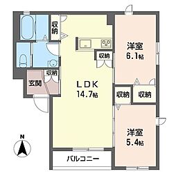 アピタシオンH・C 2LDKの間取図画像