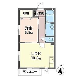 プロデオ2 1LDKの間取図画像