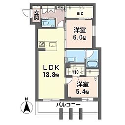 ルーエ清瀬 2LDKの間取図画像