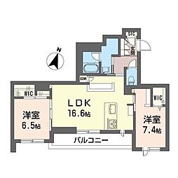 ミ・ロワール 1階2LDKの間取り