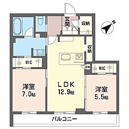 ドエルアーバンII 00303 3階2LDKの間取り