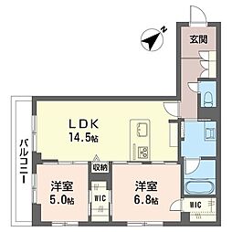 ドエルアーバンII 00205 2階2LDKの間取り