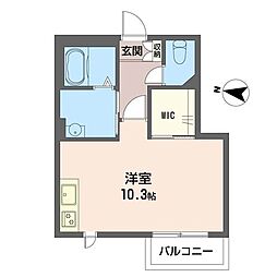 フェリーチェ・グーフォ 1階ワンルームの間取り