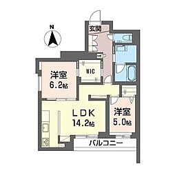グランデール 1階2LDKの間取り
