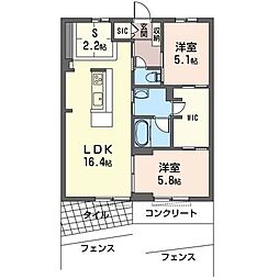 ブリーズ・ド・メール 1階2SLDKの間取り