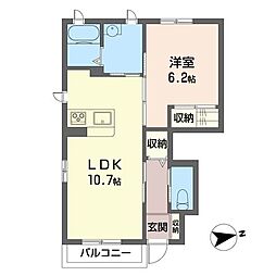 ハーモニーガーデン2 1LDKの間取図画像