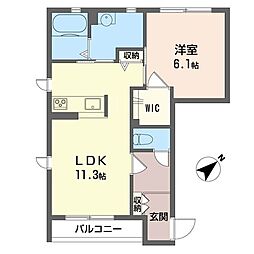 フォレストピア 1LDKの間取図画像
