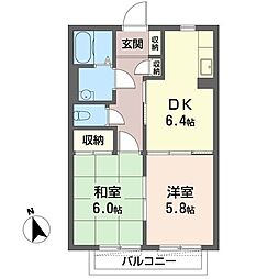 バリュージュ大枝 2DKの間取図画像