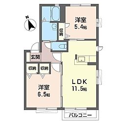 NAハイツ2 2LDKの間取図画像