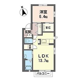 ディアコート 1LDKの間取図画像