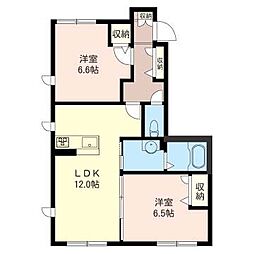 エーデルメゾン1 2LDKの間取図画像