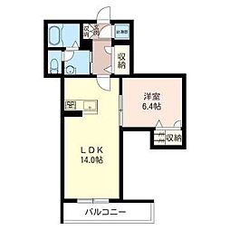 シャイニングK-3 1LDKの間取図画像