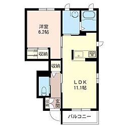 ソレイユ・ヴィラA 1LDKの間取図画像