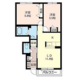 エンジェルA 2LDKの間取図画像