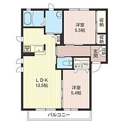 アル・ソーレB 2LDKの間取図画像