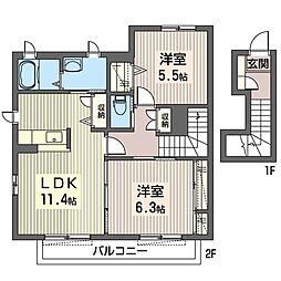 ラメールA 2LDKの間取図画像