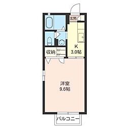 グランメゾン笹野 1Kの間取図画像