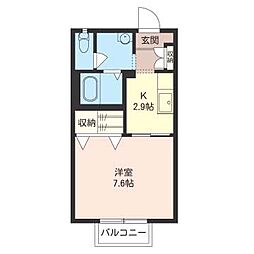 メゾンドシュクレ 1Kの間取図画像