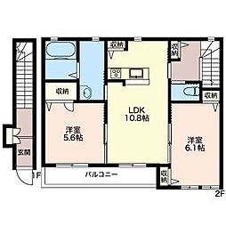 レヴィアス2 2LDKの間取図画像