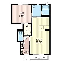 ラ・メファムＤ 1階1LDKの間取り