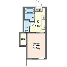 グリーンハイツ 1Kの間取図画像