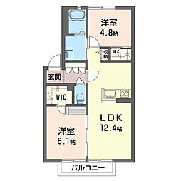 グランドールA 2LDKの間取図画像