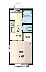 ツリーベル湘南 1Kの間取図画像