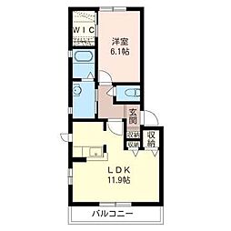 ヴィラブランカ 1LDKの間取図画像