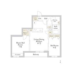 ホクレア府中 2LDKの間取図画像
