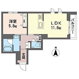 アンビエラ武蔵小杉 1LDKの間取図画像