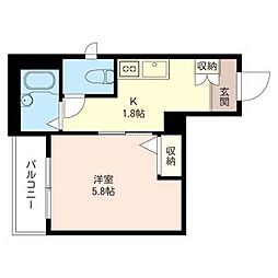 ベルヴェデーレ元住吉 1Kの間取図画像