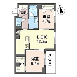 セントリビエ 2階2LDKの間取り