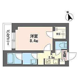 パストラーレ 五本木 1Kの間取図画像
