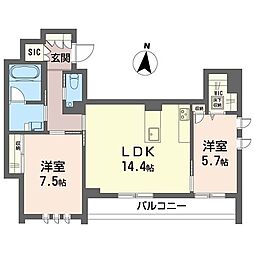 バーダントエダン 深沢 2LDKの間取図画像