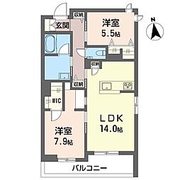 プルミエ グロリエ 2LDKの間取図画像