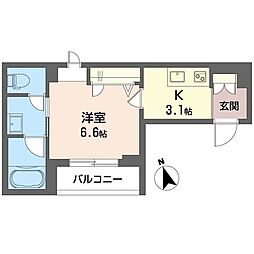 レフィシア トレジャー 1Kの間取図画像