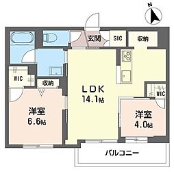ベルクレール 2LDKの間取図画像