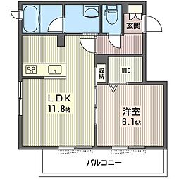 LiebeK 1LDKの間取図画像