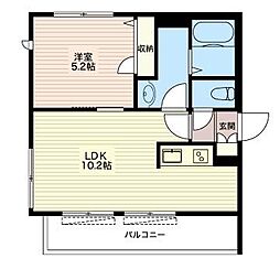 ボヌールK 1LDKの間取図画像