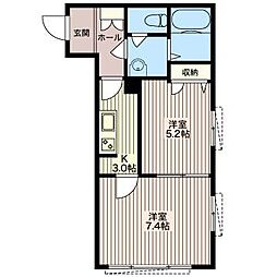 レジデンス江藤 2Kの間取図画像
