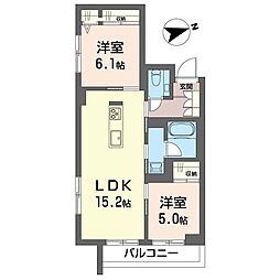 ベルシエル 2LDKの間取図画像