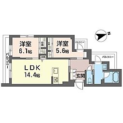 ベルシエル 2LDKの間取図画像