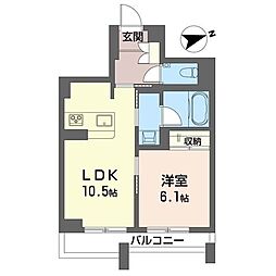 ベルシエル 1LDKの間取図画像