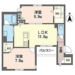 フェリーチェ 世田谷 2LDKの間取図画像
