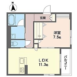 ティサージュ寺町 1階1LDKの間取り