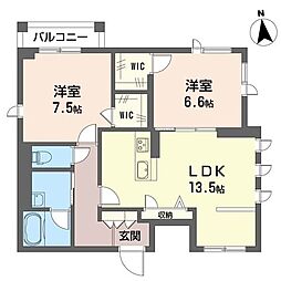 ティサージュ寺町 2階2LDKの間取り