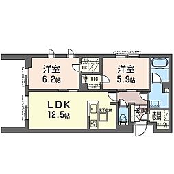 カーネル 2LDKの間取図画像