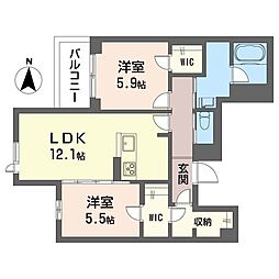 レオナール 2LDKの間取図画像