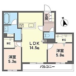 ドドエシオ 2LDKの間取図画像